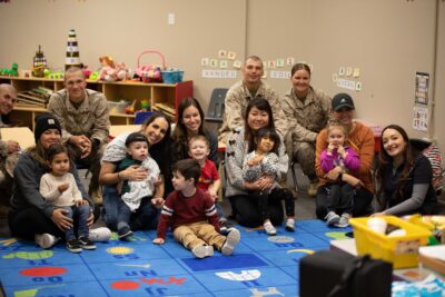 Military families together in an ASYMCA Operation Little Learners Class