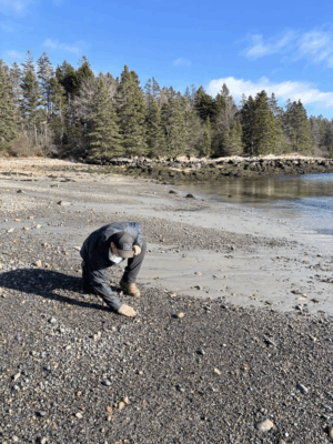 Military service member enjoying the beach at Acadia National Park