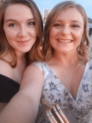 Military spouse writer Maddison with her fellow military spouse friend