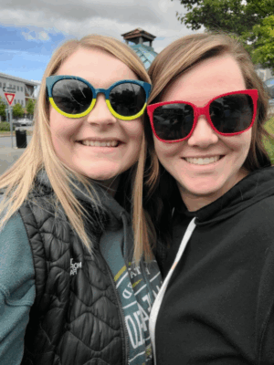 ASYMCA military spouse writer Maddison in sunglasses with her fellow military spouse