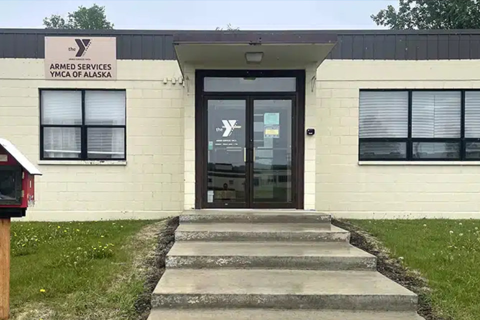 Front entrance of JBER's ASYMCA Alaska welcome center