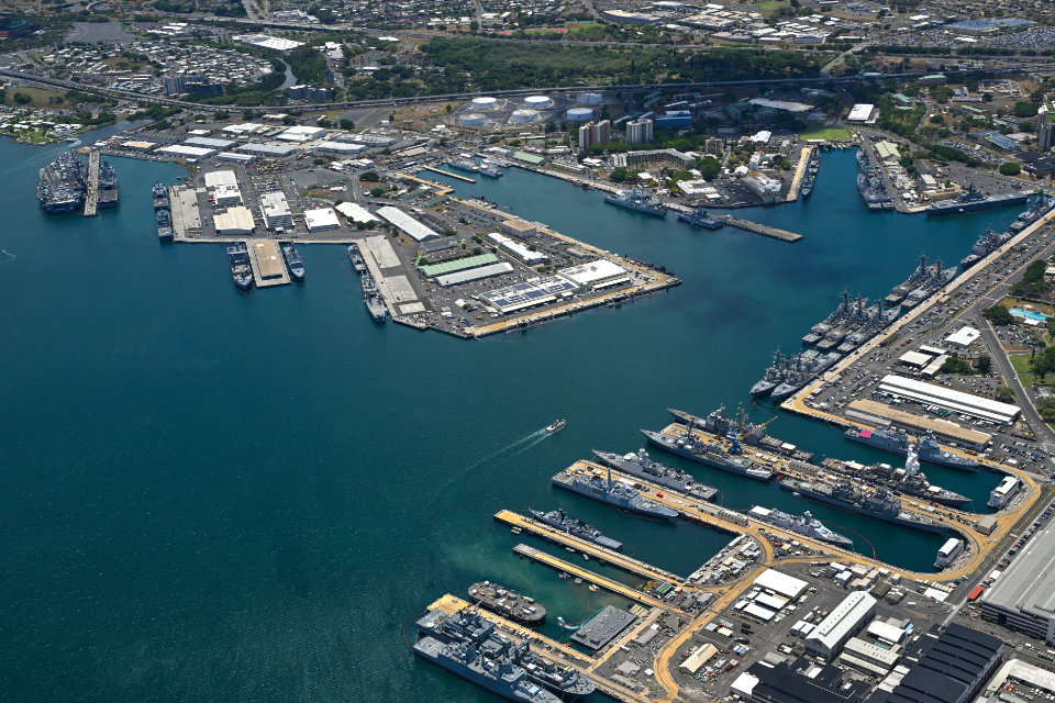 Aerial view of Pearl Harbor